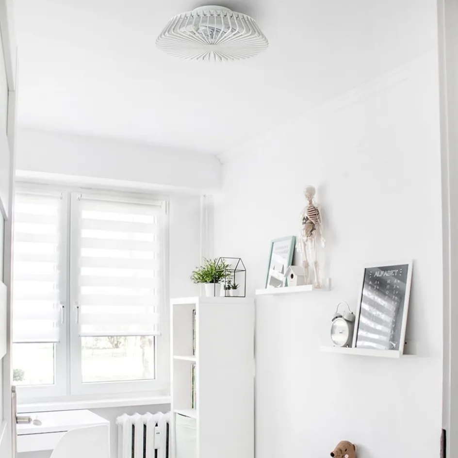 Plafondventilator mini wit inclusief dimbaar LED>Straluma Outlet