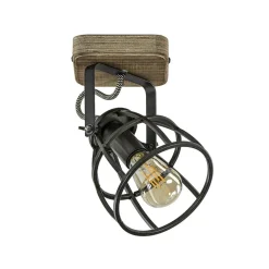 Plafond/wandlamp Matrix zwarte korf met hout>Straluma New