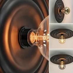 Plafond/wandlamp Saturn 42cm zwart><noscript><img width=