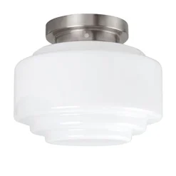 Plafonnière retro opaal glas/staal>Straluma Online