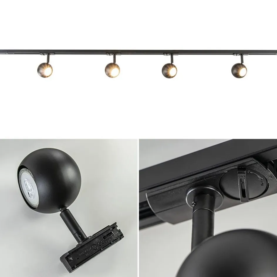 Railsysteem 1-fase zwart inclusief 4 ronde spots>Straluma Sale