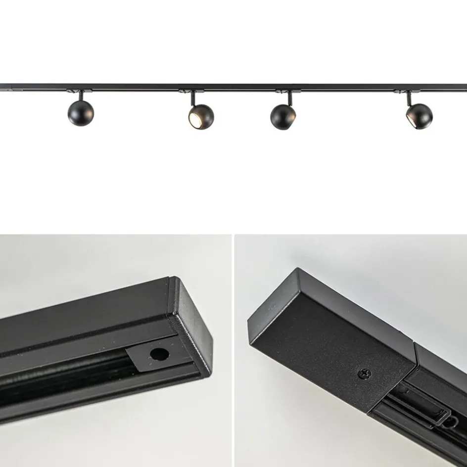 Railsysteem 1-fase zwart inclusief 4 ronde spots>Straluma Sale
