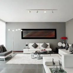 Railsysteem 1,5m nikkel met 4 verstelbare spots><noscript><img width=