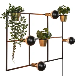 Rechthoekig wandrek met plantenpotten en E27 fittingen>Straluma