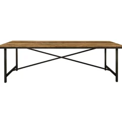 Rechthoekige eettafel oud teak hout met zwart metalen poot>Straluma Clearance