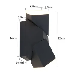 Rechthoekige LED buitenlamp verstelbaar zwart aluminium><noscript><img width=