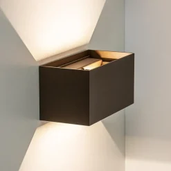 Rechthoekige LED buitenlamp aluminium bruin><noscript><img width=