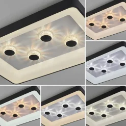 Rechthoekige LED plafondlamp zwart met kristaleffect><noscript><img width=