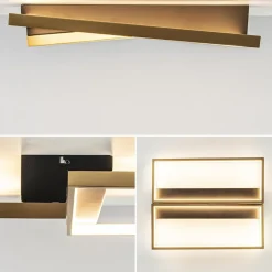 Rechthoekige LED plafondlamp zwart goud design><noscript><img width=