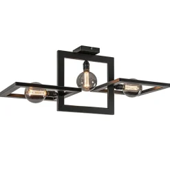 Rechthoekige plafondlamp triple square mat zwart>Straluma Sale