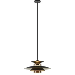 Retro hanglamp zwart met koper 50 cm>Straluma Online