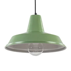 Retro metalen hanglamp groen met wit>Straluma