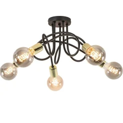 Retro plafondlamp zwart met gouden pendels>Straluma Hot
