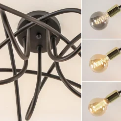 Retro plafondlamp zwart met gouden pendels><noscript><img width=