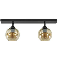 Retro plafondlamp zwart met amber glas verstelbaar>Straluma Discount