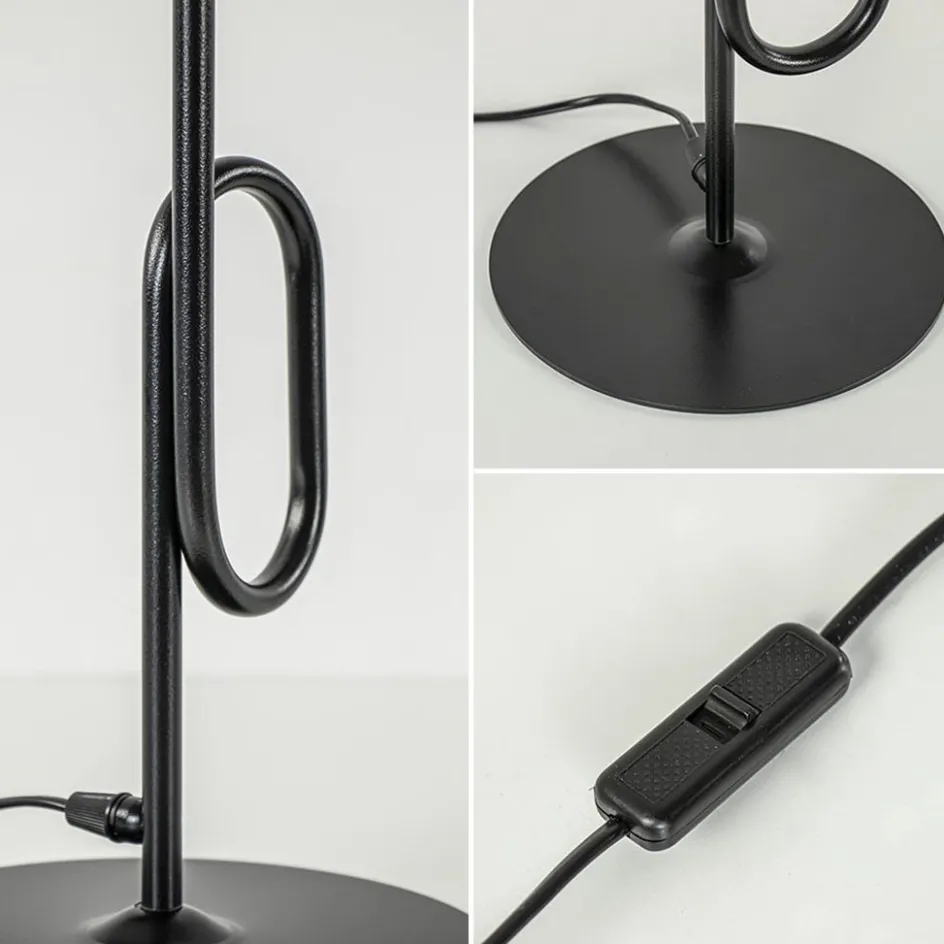 Retro tafellamp zwart met smoke/titanium glazen bol>Straluma Best