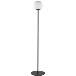 Retro vloerlamp mat zwart met witte glazen bol>Straluma New