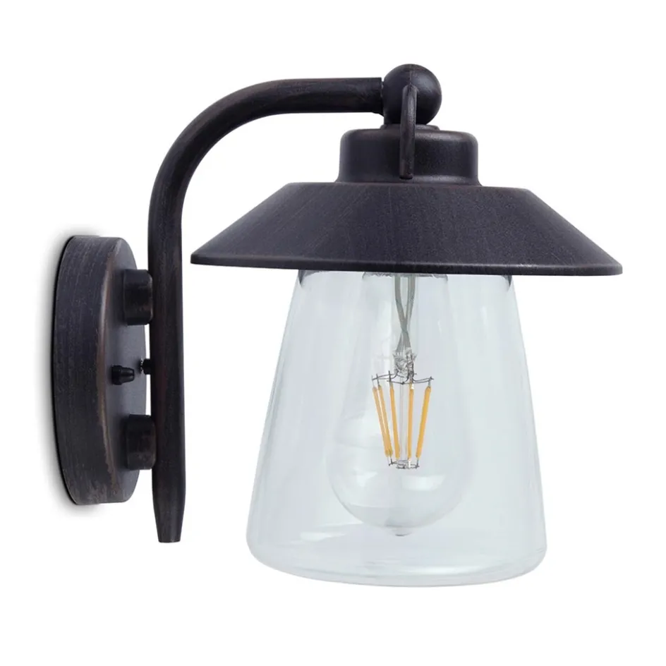 Robuuste buitenlamp wand zwart met roest en glas>Straluma Discount
