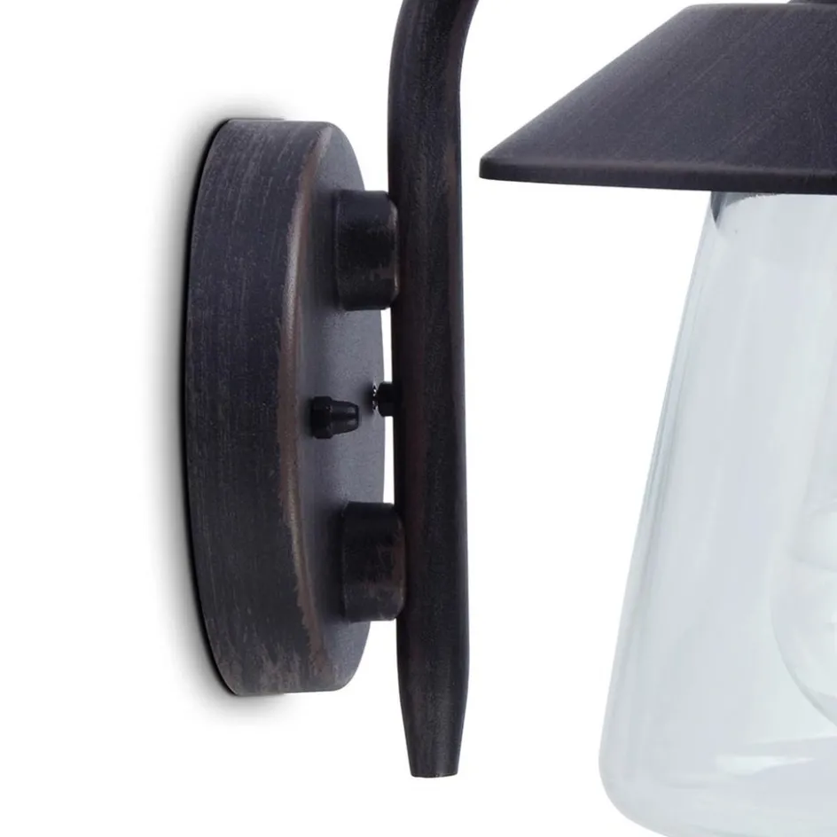 Robuuste buitenlamp wand zwart met roest en glas>Straluma Discount