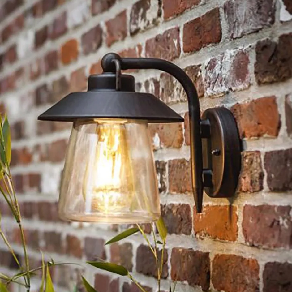 Robuuste buitenlamp wand zwart met roest en glas>Straluma Discount