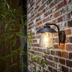 Robuuste buitenlamp wand zwart met roest en glas><noscript><img width=