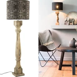 Robuuste lampvoet Robbia hout exclusief kap><noscript><img width=