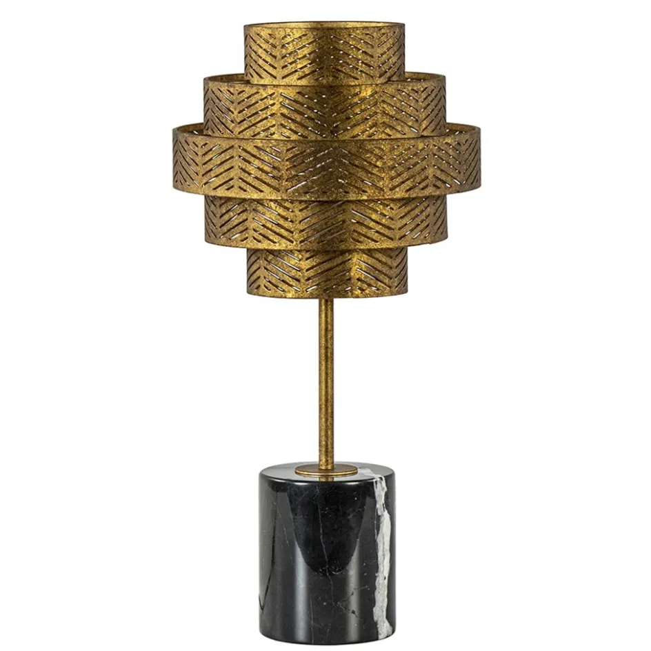 Robuuste tafelamp brons met zwart marmeren voet>Straluma