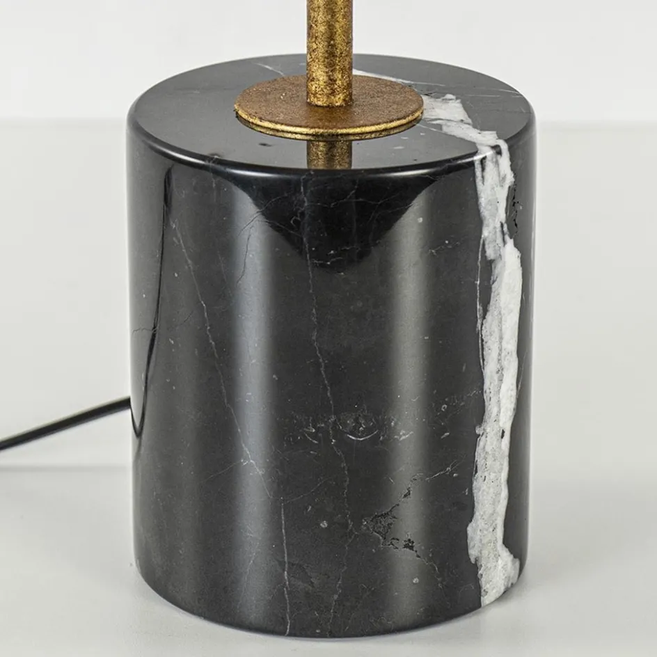 Robuuste tafelamp brons met zwart marmeren voet>Straluma