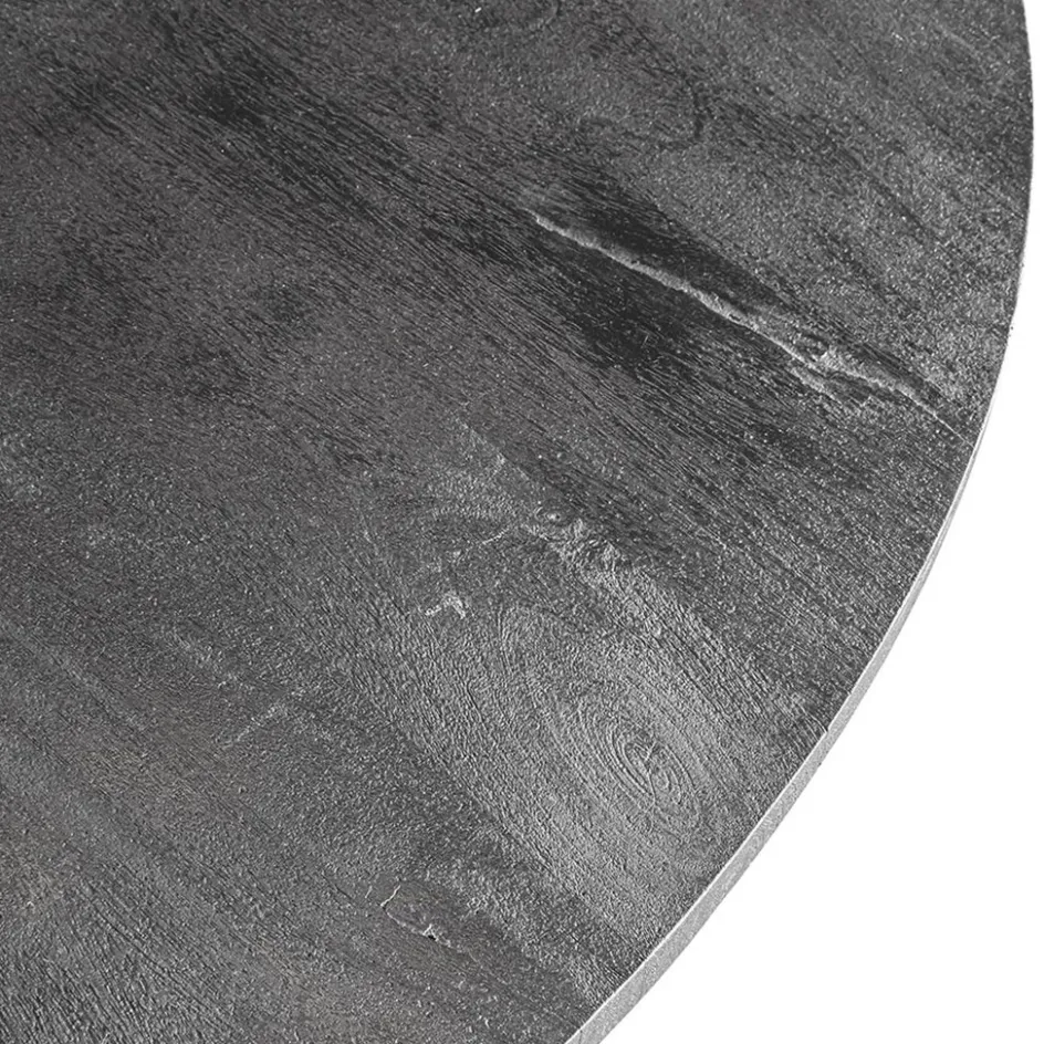Ronde eettafel zwart mangohout met zwarte poot>Straluma Discount