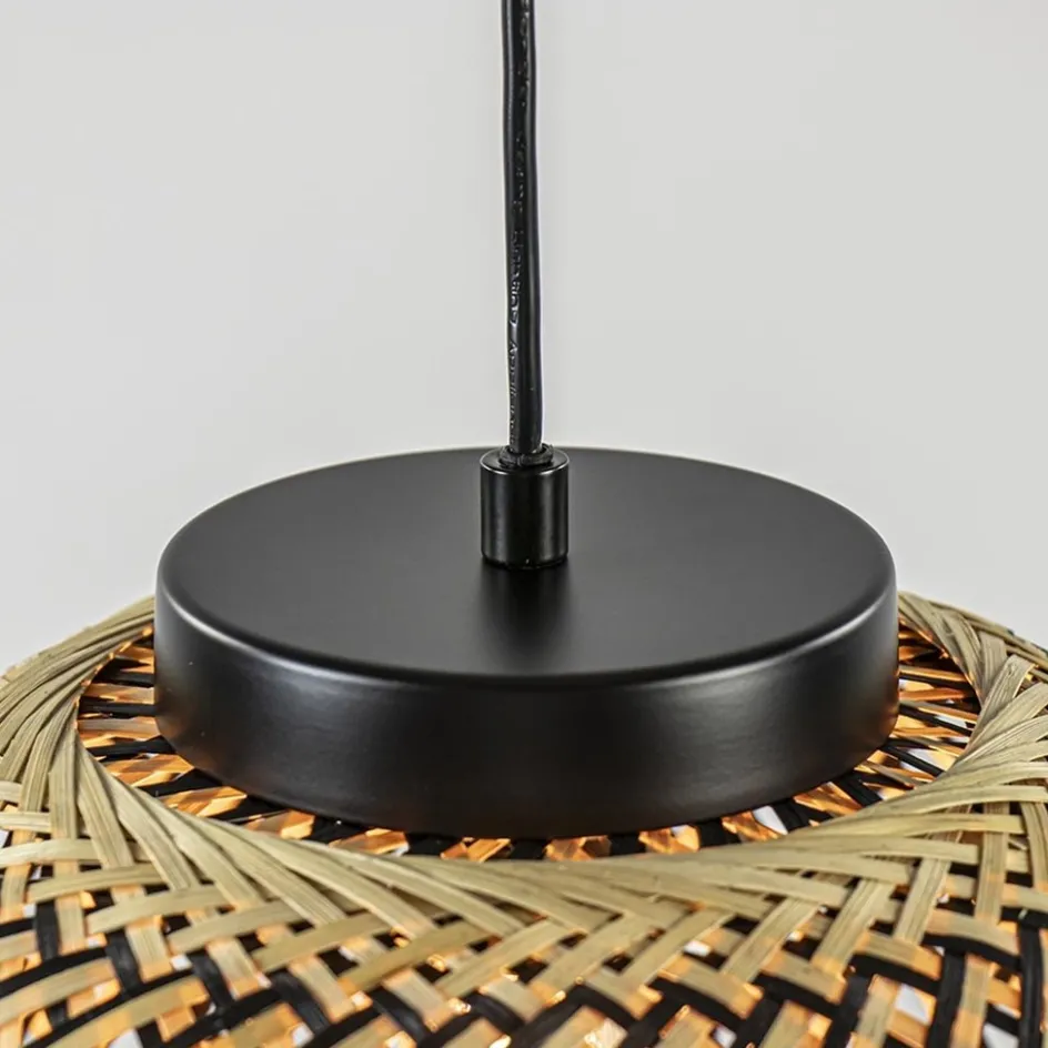 Ronde hanglamp bamboe naturel met zwart>Straluma Outlet