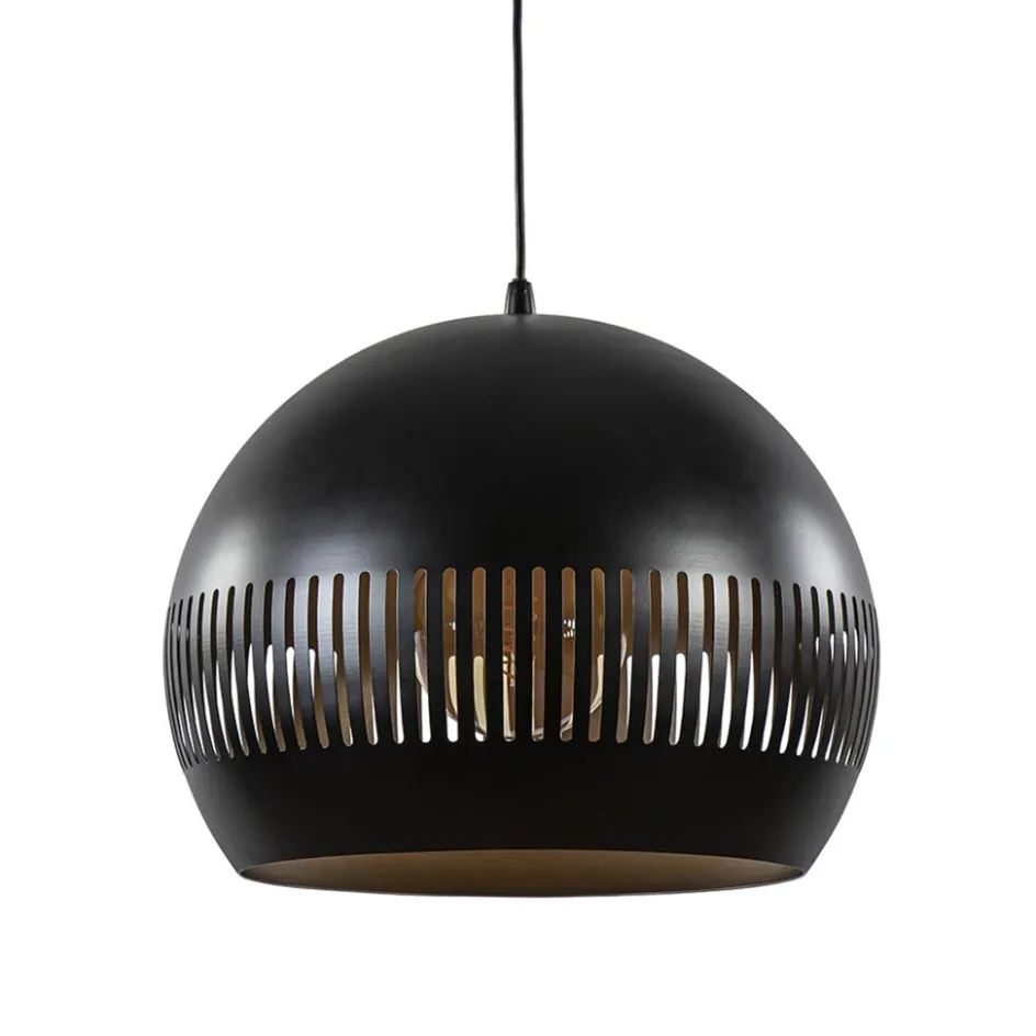 Ronde hanglamp koepel zwart/goud 40 cm>Straluma