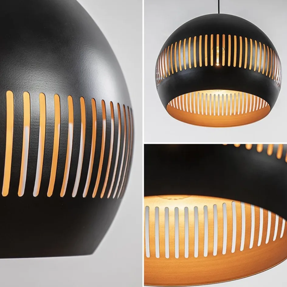 Ronde hanglamp koepel zwart/goud 40 cm>Straluma