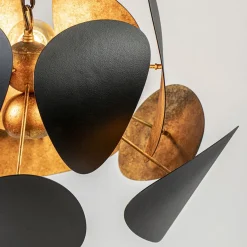 Ronde hanglamp textured black met ambachtelijk brons><noscript><img width=