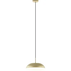 Ronde koepel hanglamp goud met witte kap>Straluma New