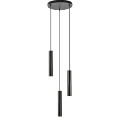 Ronde 3-lichts hanglamp cilinders mat zwart>Straluma Outlet