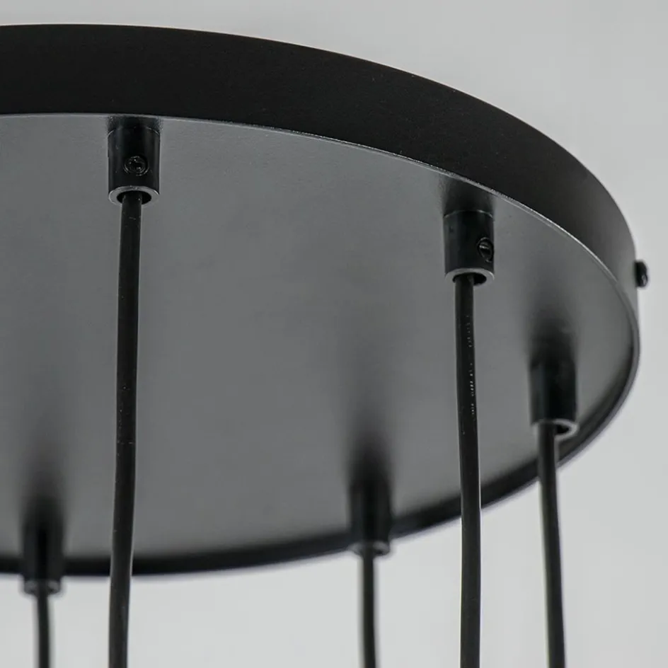 Ronde 8-lichts hanglamp cilinders zwart goud>Straluma Online