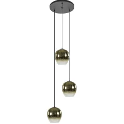Ronde 3-lichts hanglamp golden gradient met zwart>Straluma New