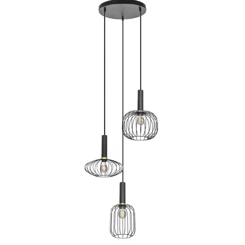 Ronde 3-lichts hanglamp met draadkappen divers>Straluma Discount