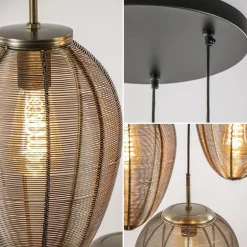 Ronde 3-lichts hanglamp Yaelle antiek brons met zwart><noscript><img width=