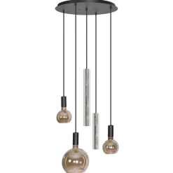 Ronde 5-lichts hanglamp zwart met nikkel>Straluma Clearance