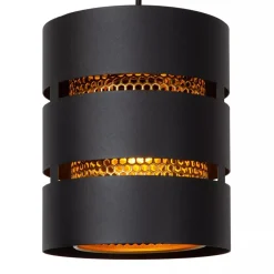 Ronde 3-lichts hanglamp zwart met goud><noscript><img width=