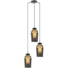 Ronde 3-lichts hanglamp zwart/marmer met smoke glas>Straluma Discount