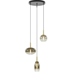 Ronde 3-Lichts LED hanglamp met gold fading glas>Straluma Outlet