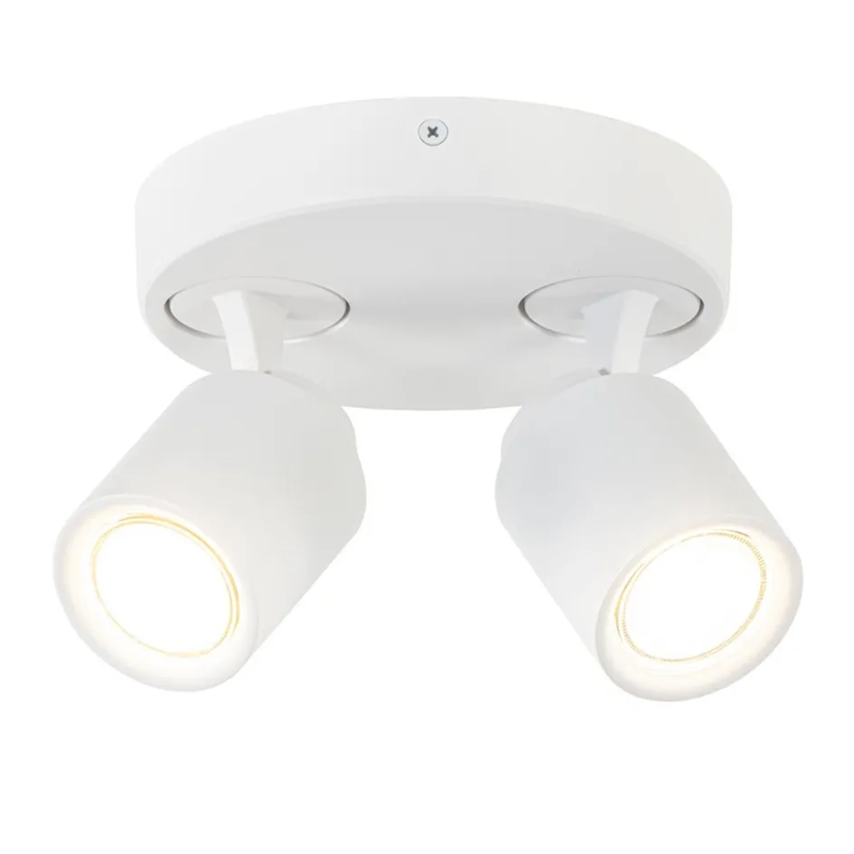 Ronde 2-lichts opbouwspot wit metaal verstelbaar>Straluma Sale