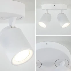 Ronde 2-lichts opbouwspot wit metaal verstelbaar><noscript><img width=