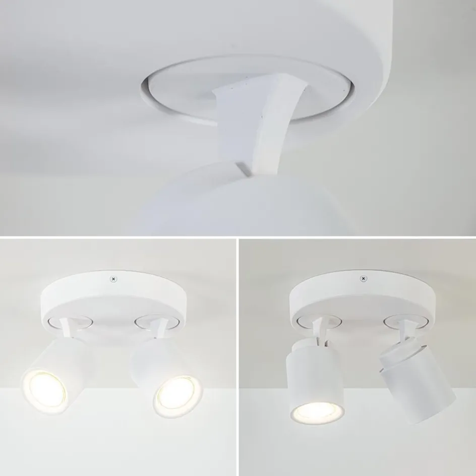 Ronde 2-lichts opbouwspot wit metaal verstelbaar>Straluma Sale