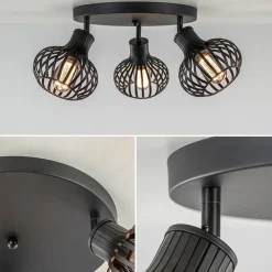 Ronde 3-lichts plafondlamp met verstelbare kappen><noscript><img width=