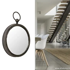 Ronde metalen spiegel zink/grijs klein><noscript><img width=