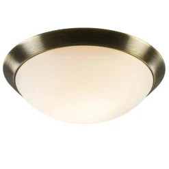 Ronde plafondlamp brons met wit glazen kap>Straluma Hot