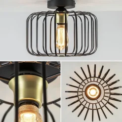 Ronde plafondlamp draad zwart met goud><noscript><img width=